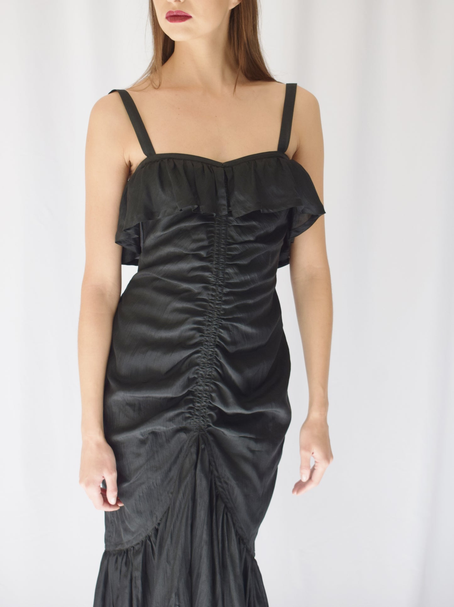 1990s Silk Ruffled Dress by Jil Sander | XS