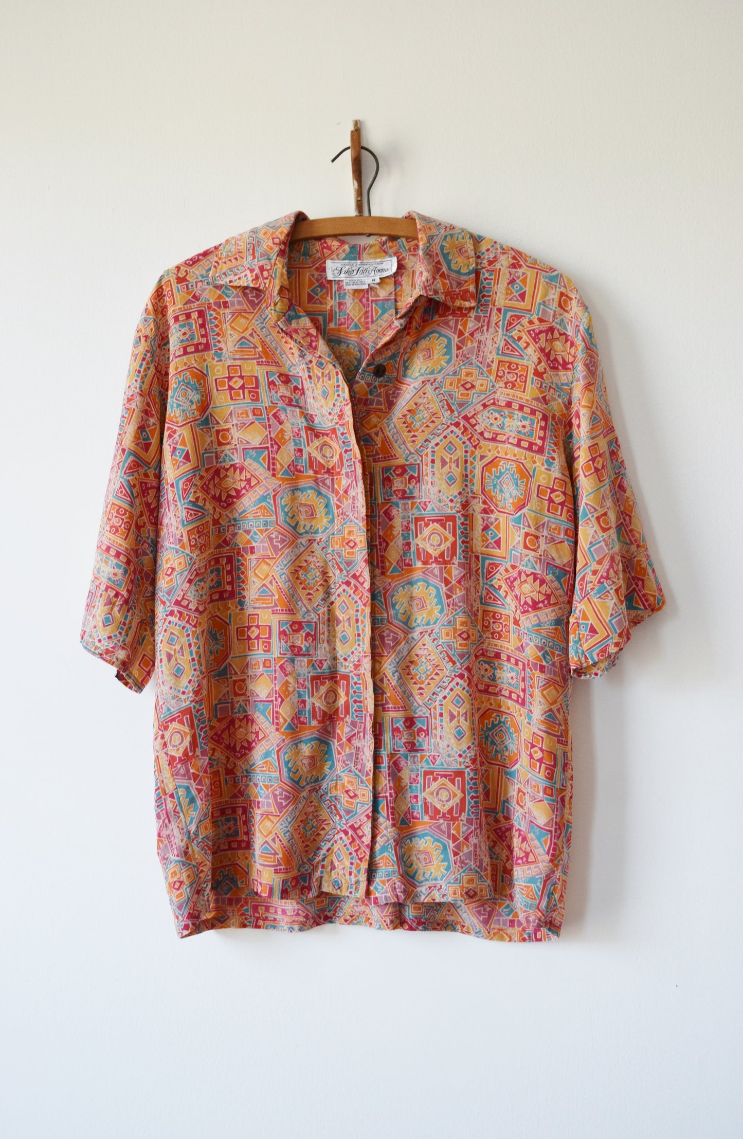 Vintage Southwestern Silk Top for Saks 5th Ave. | 1980s | M
