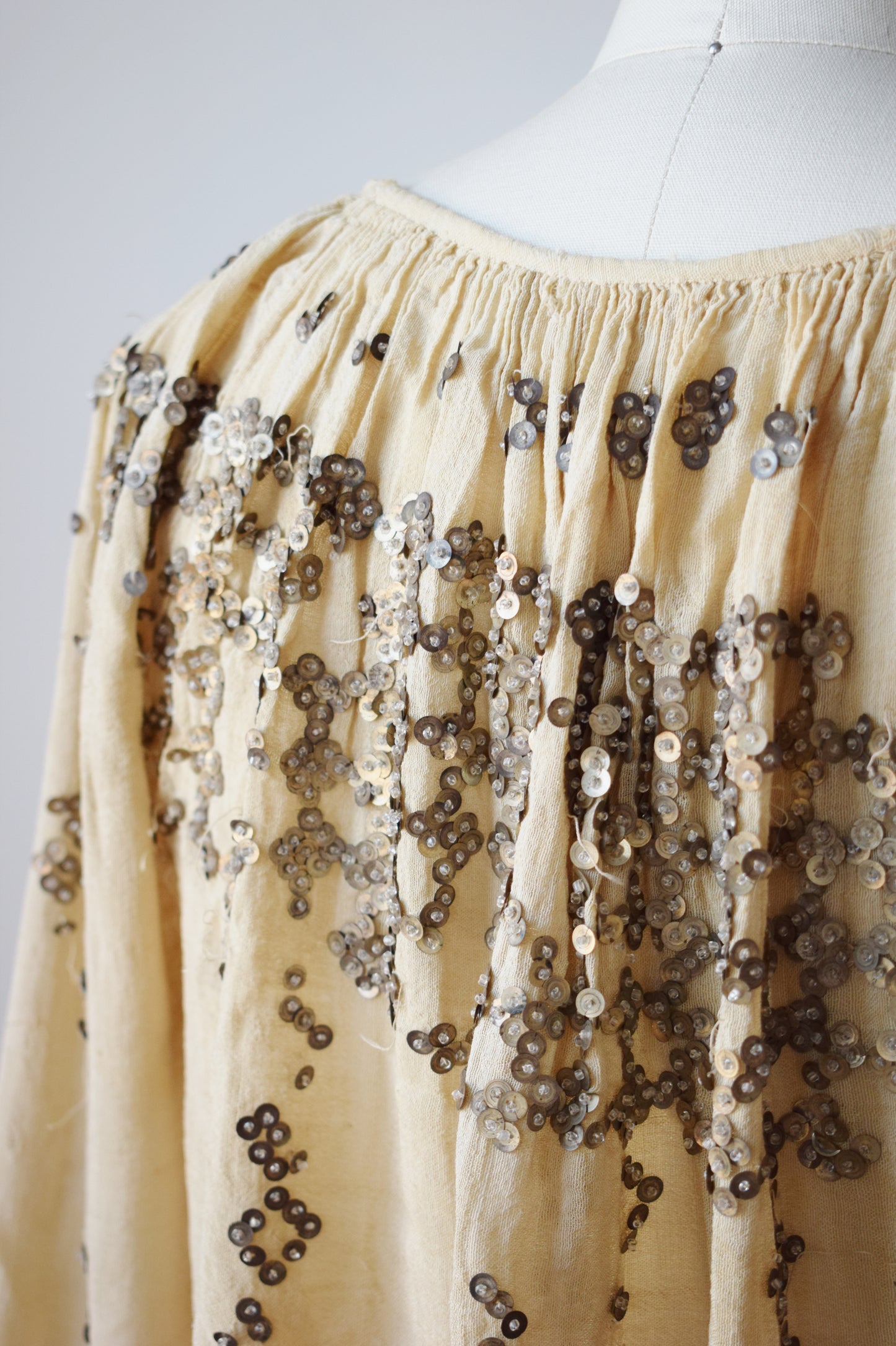 Antique  Peasant Blouse with Spangles | S/M | wounded bird
