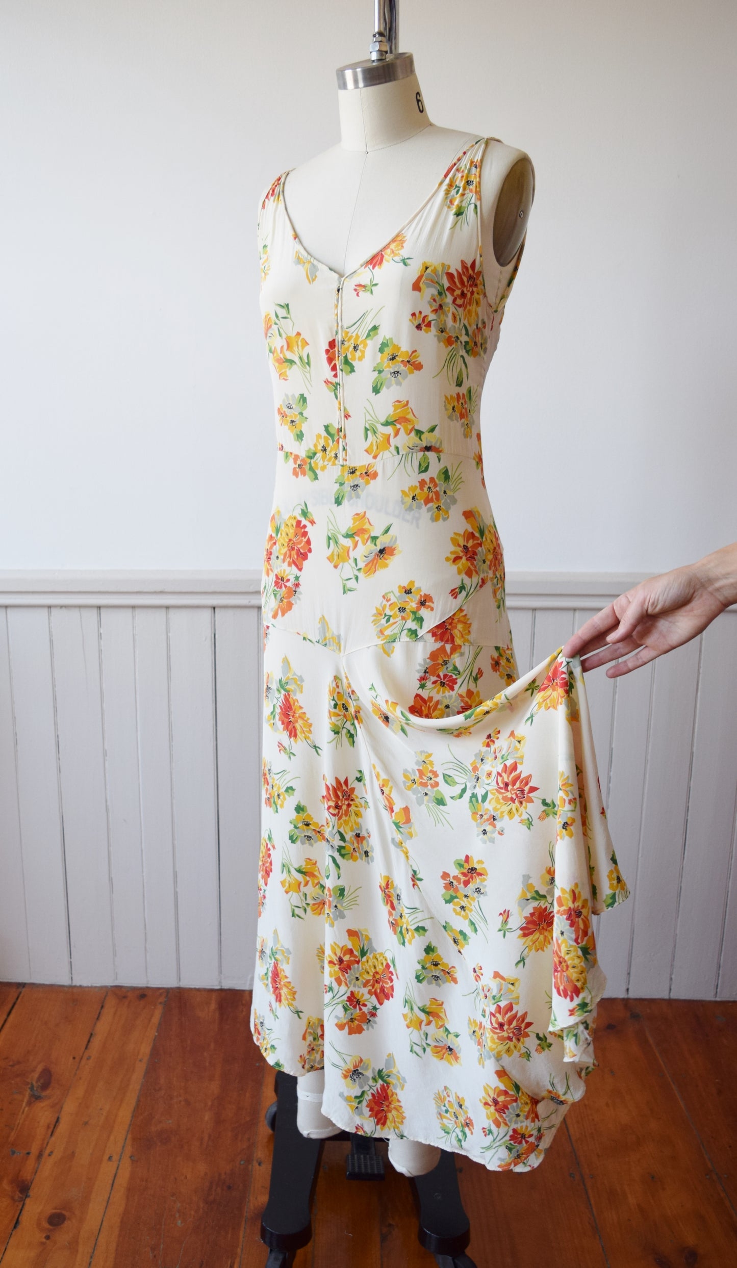 1930s Nasturtiums Gown | S/M