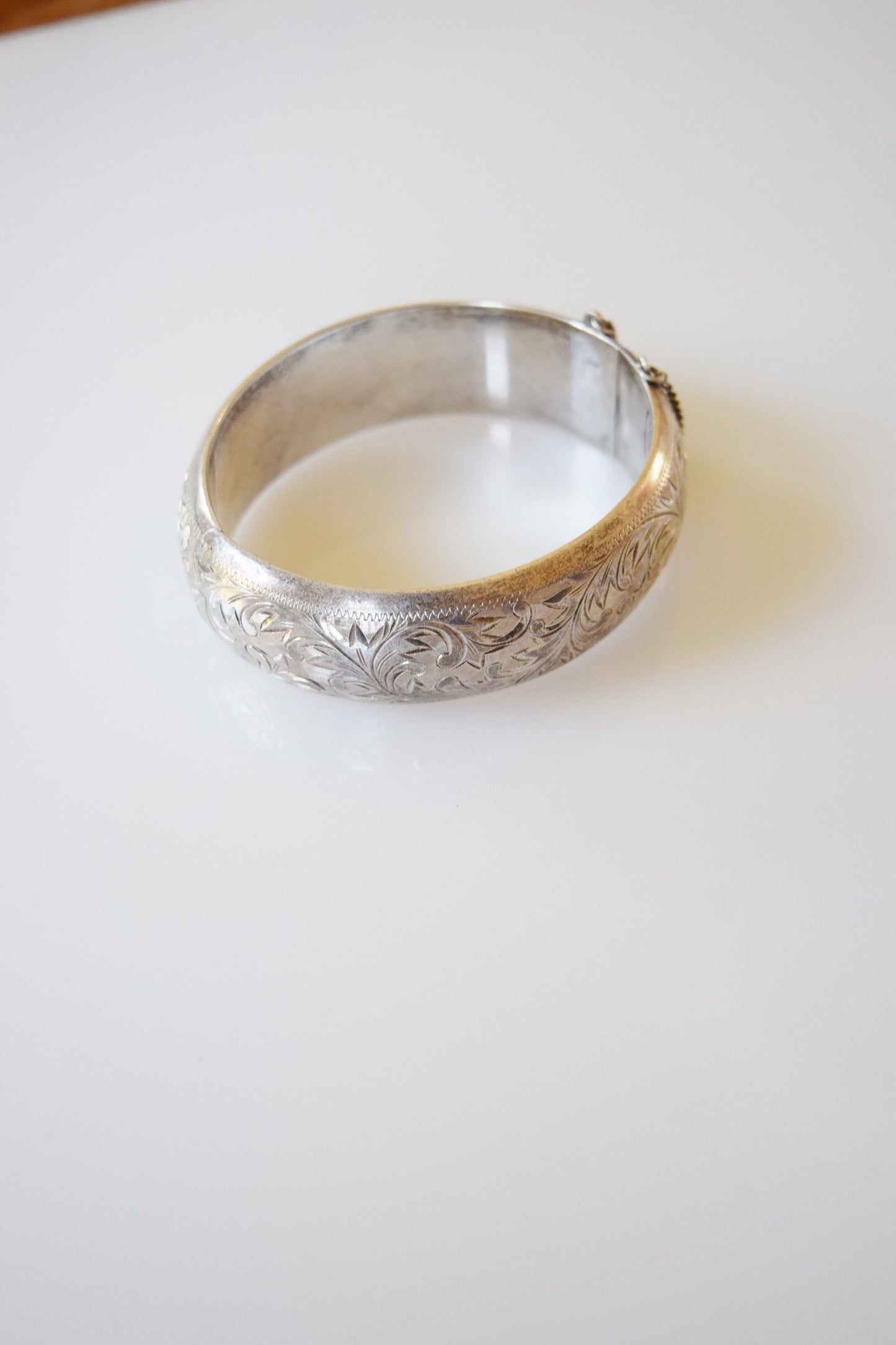 Etched Victorian Revival Sterling Silver Bangle