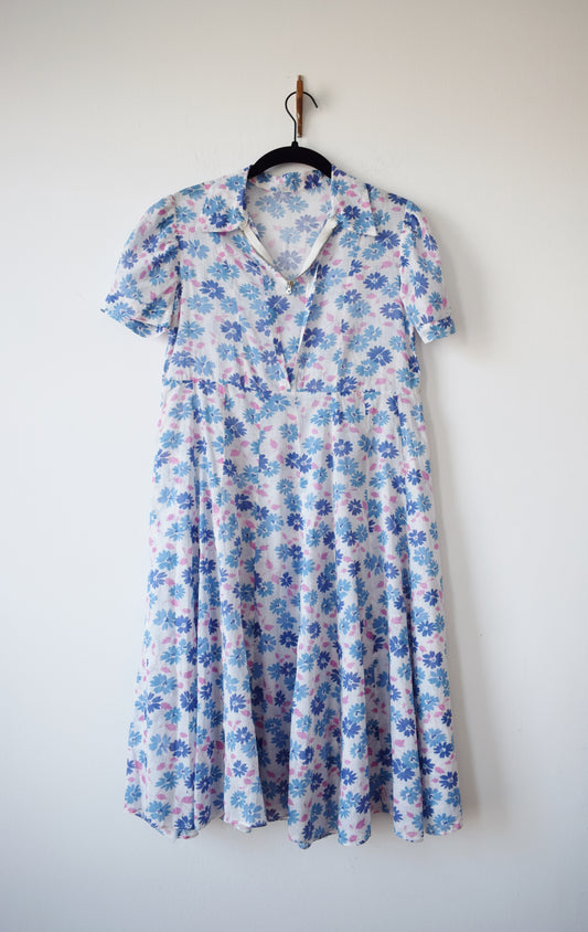 1930s Cotton Floral Frock | XS P | wounded bird