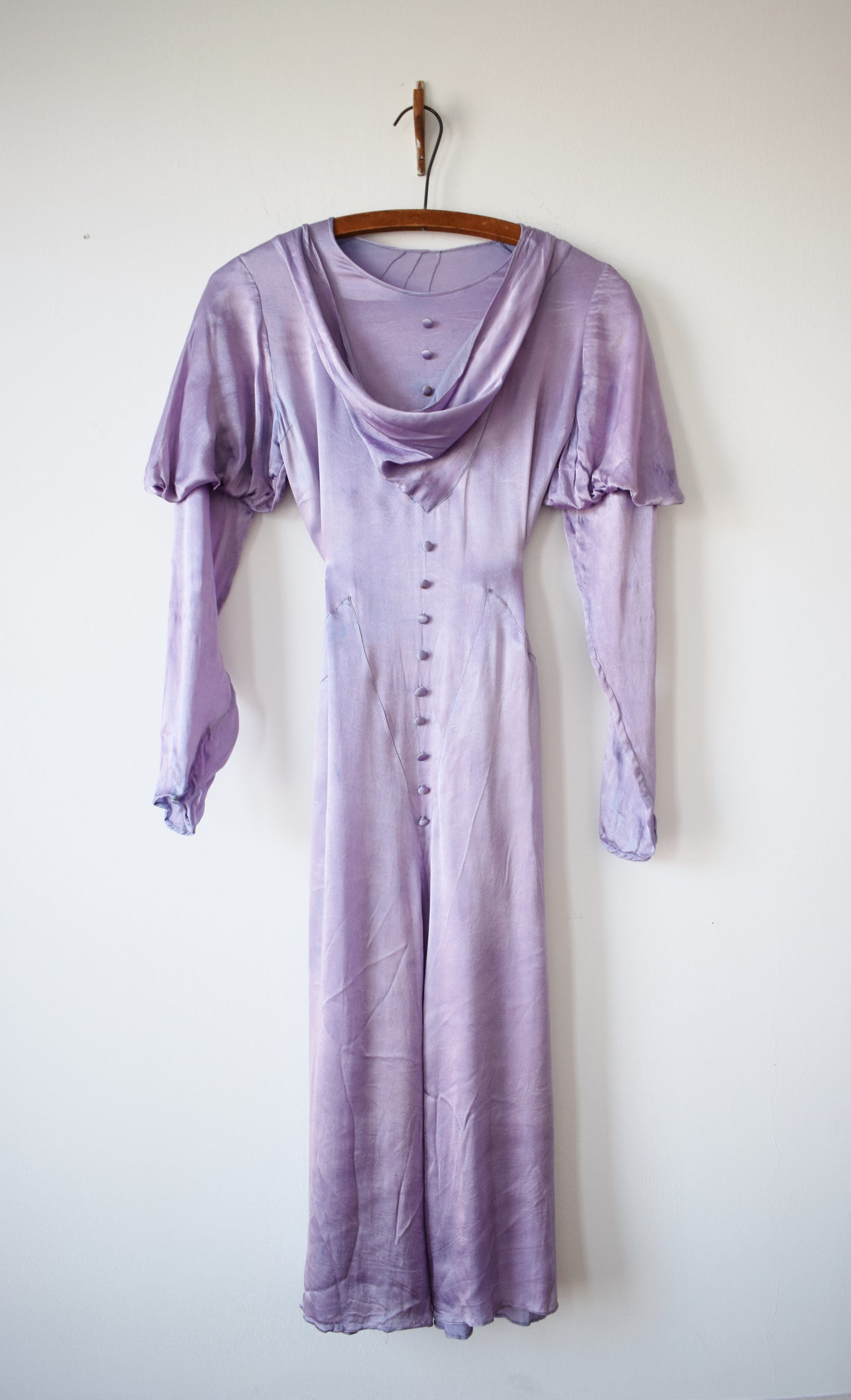 1930s Lavender Satin Dress | XXS | wounded bird