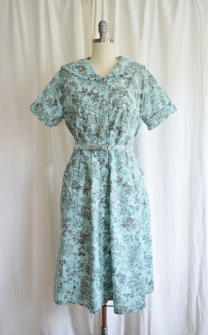 Early 1950s Berry Bramble Cotton Day Dress