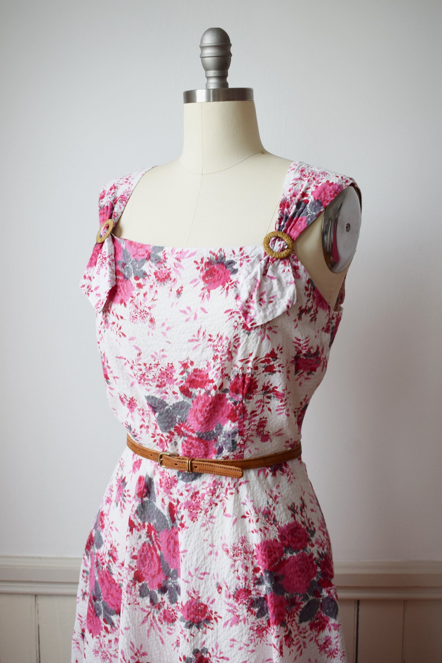1950s Cotton Floral Print Sun Dress | M/L
