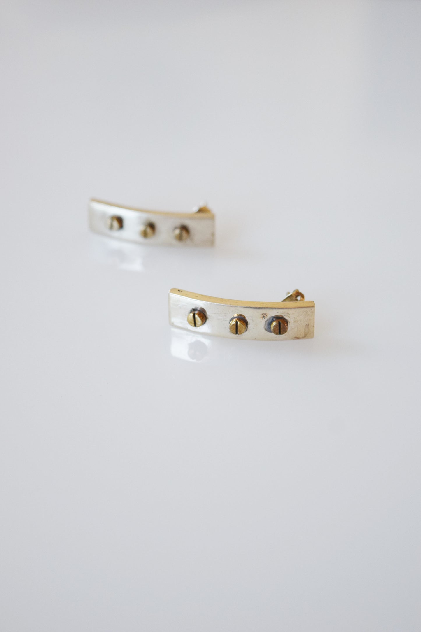 Silver and Brass Rivets Earrings