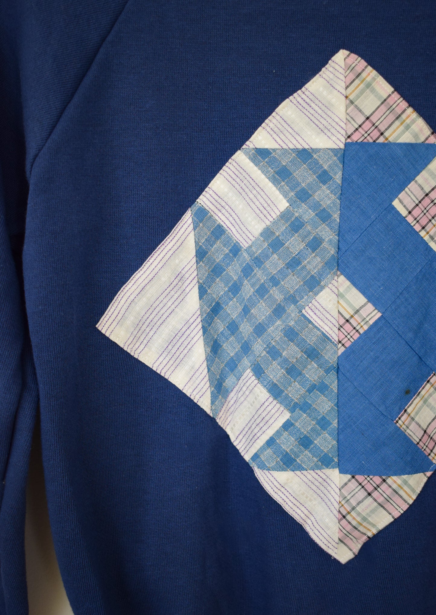 Vintage Raglan with Quilt Square Patch | Blue | XS/S