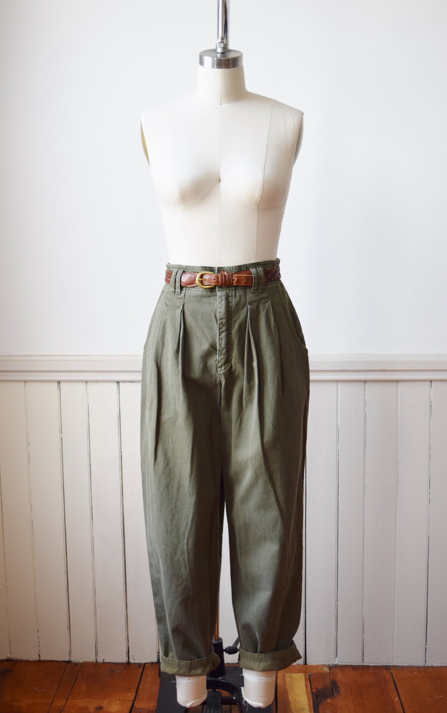 Olive Green Cotton Trousers by Esprit | 28" W