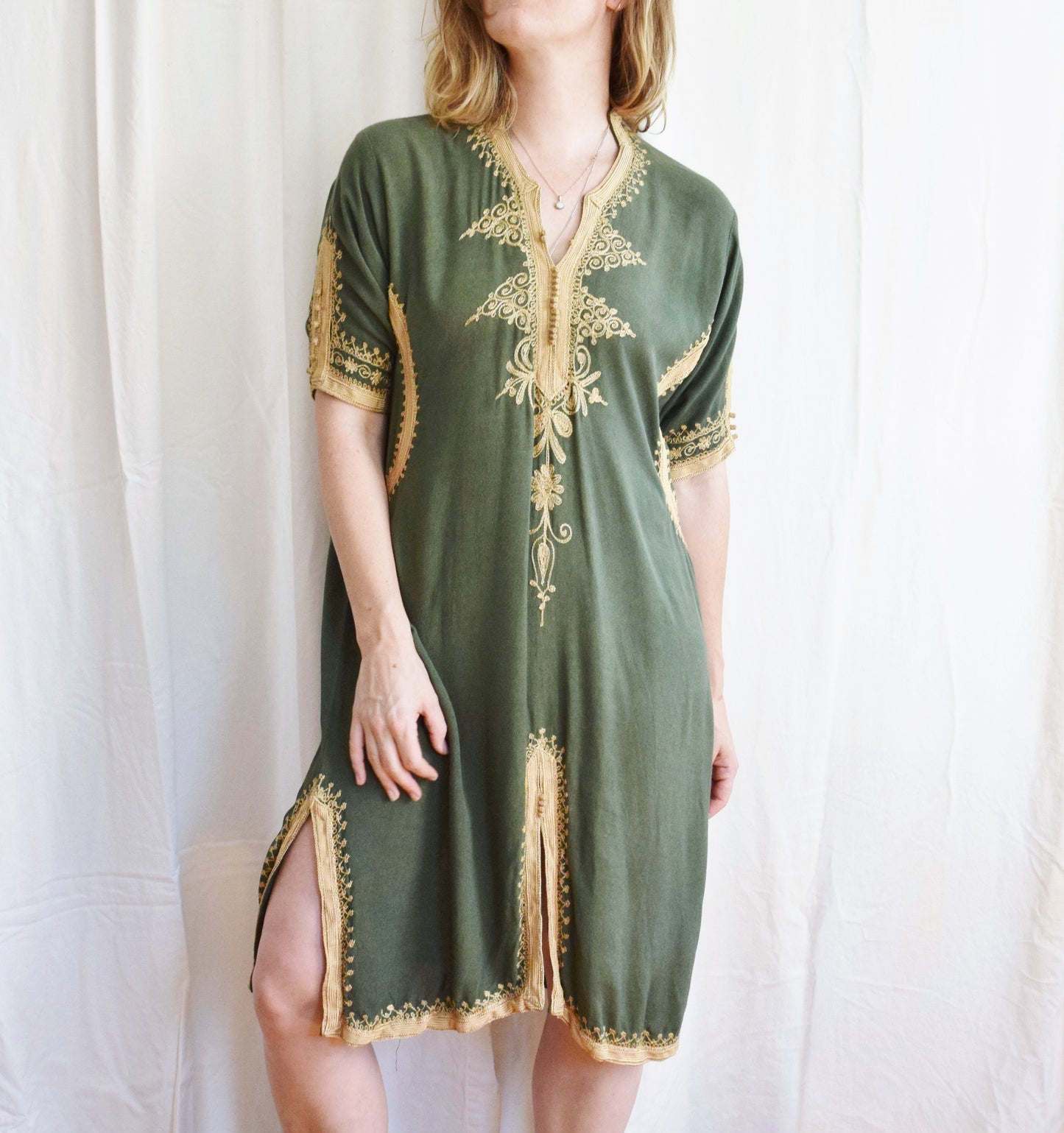 Vintage Moroccan-style Embroidered Tunic Dress