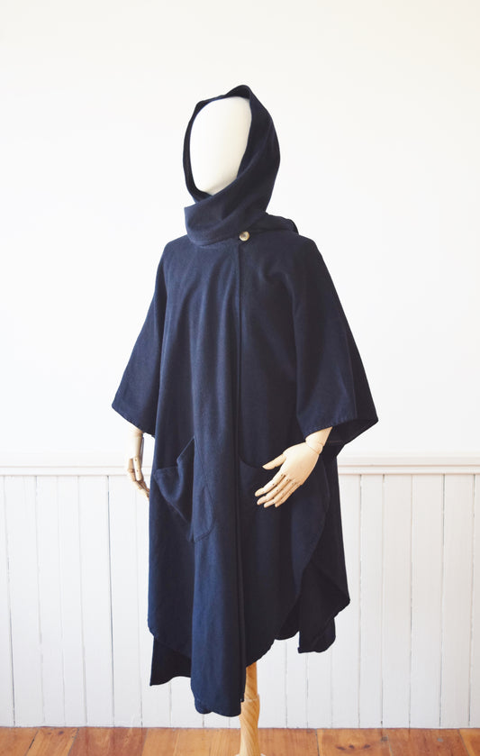 1970s Cashmere/Wool Blend Hooded Cloak | OS