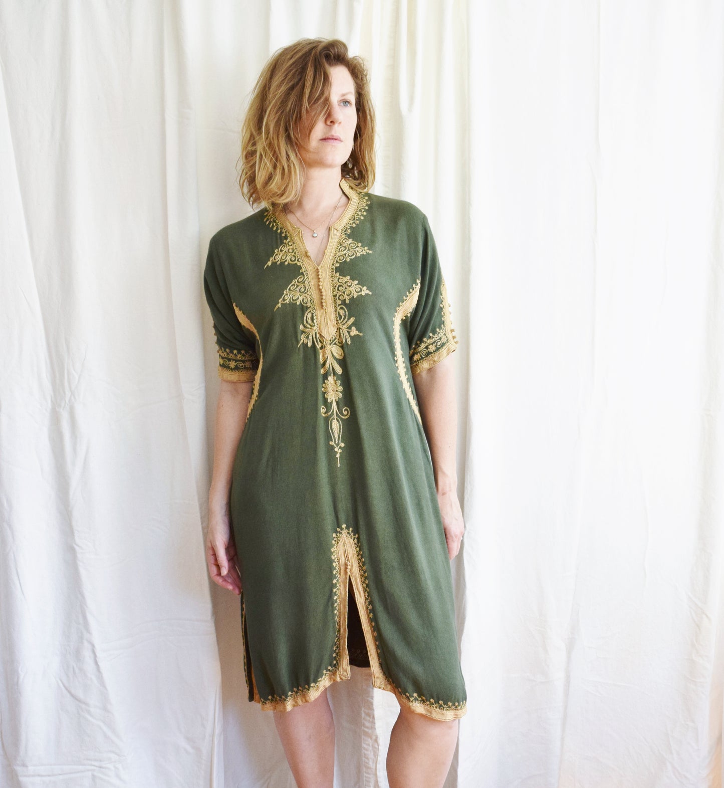 Vintage Moroccan-style Embroidered Tunic Dress