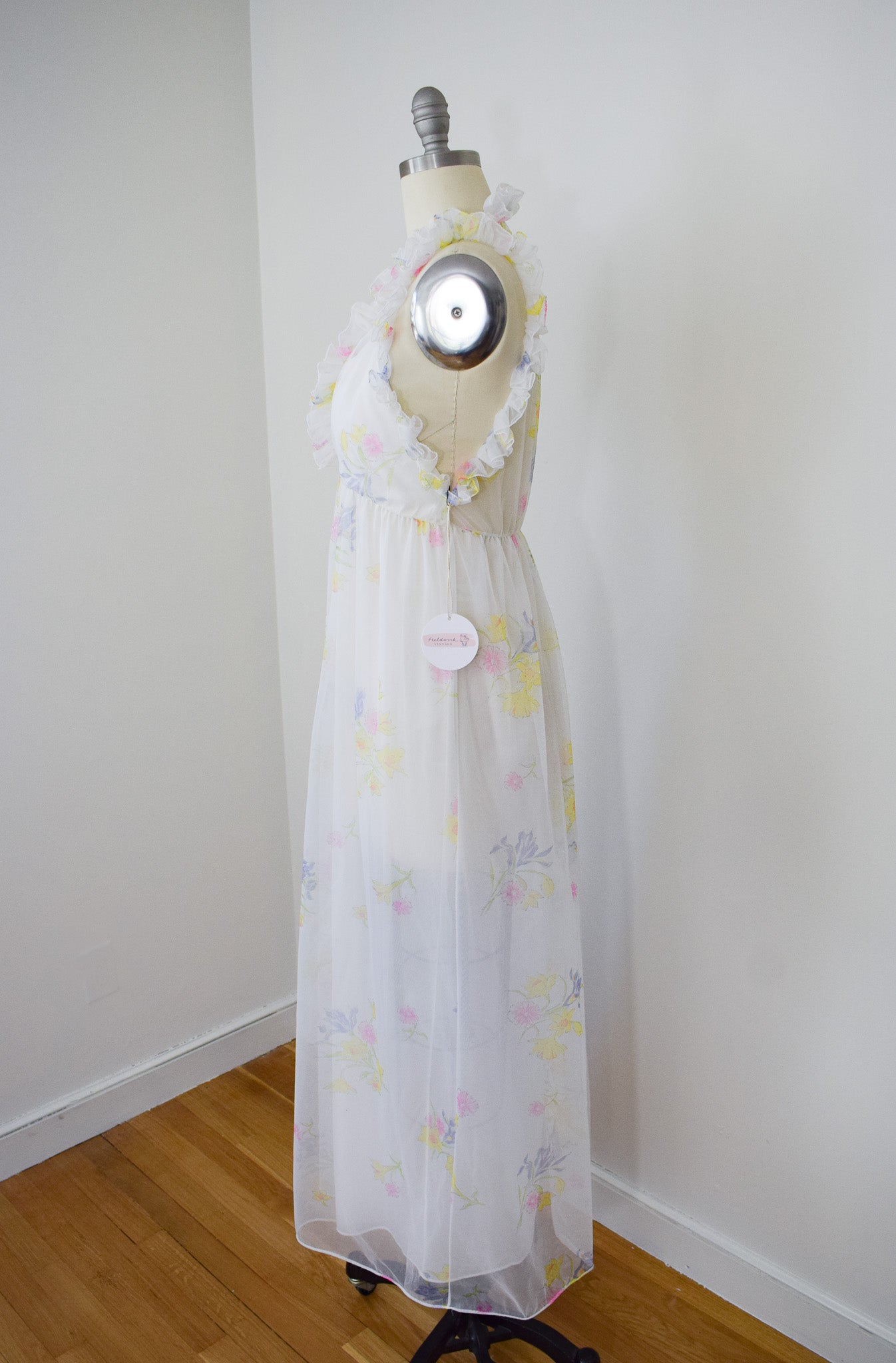 1970s Layered Floral Nightgown | S/M