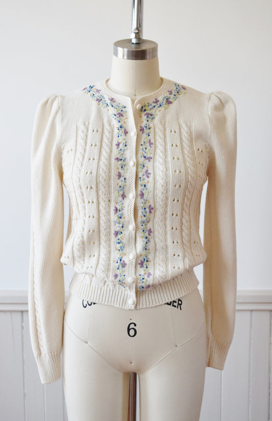 1930s Style Hand Embroidered Cardigan | S
