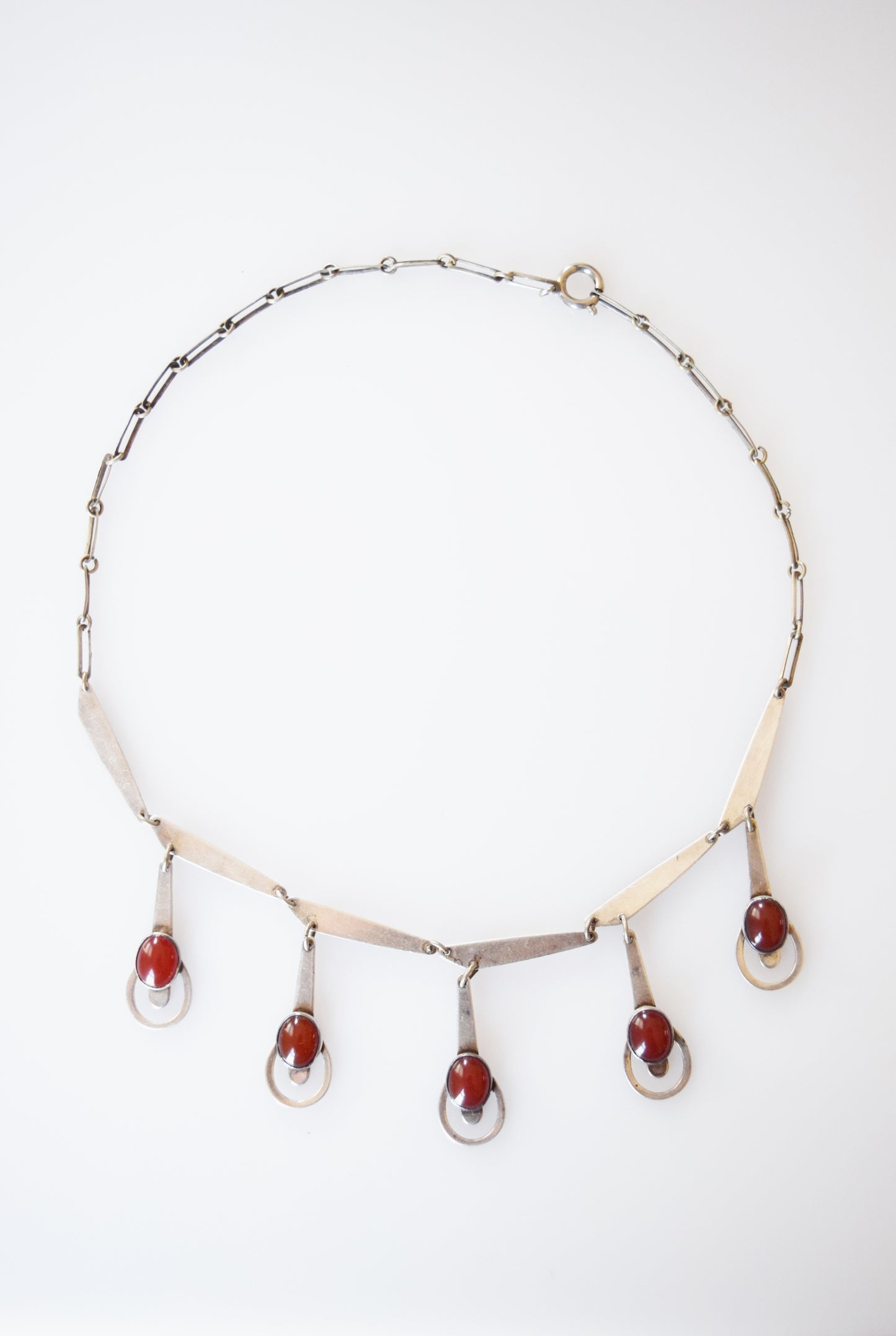 Silver and Carnelian Modernist Necklace
