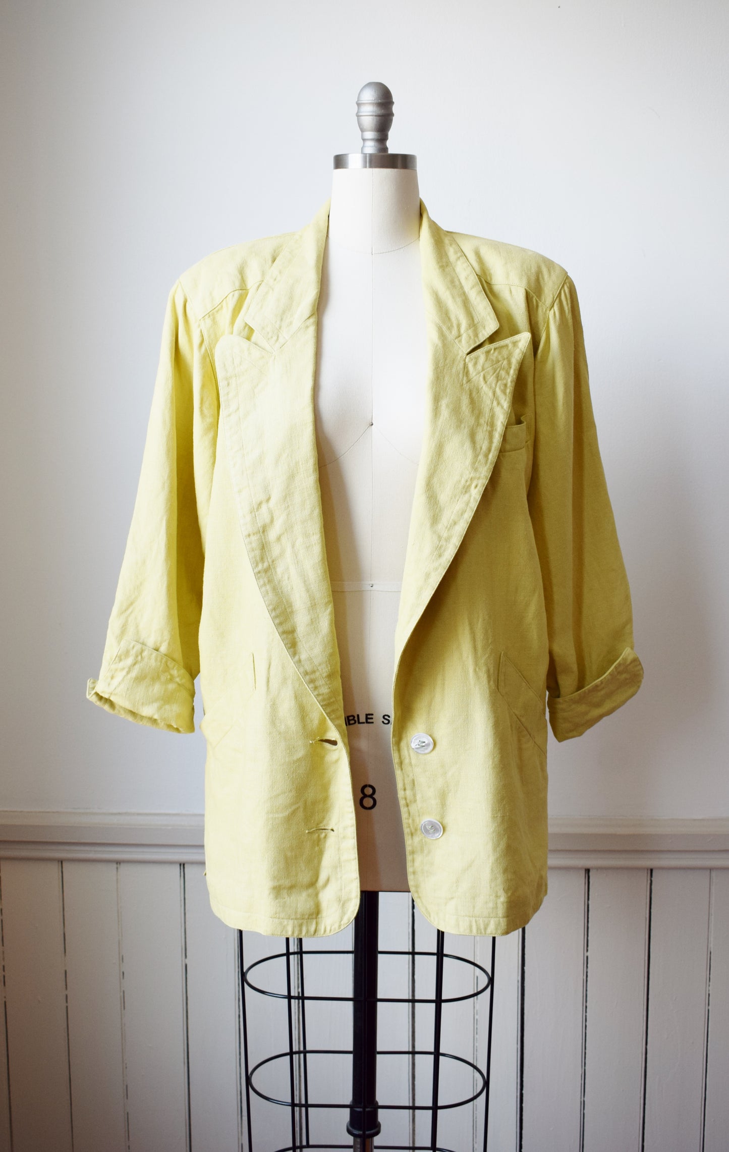 1980s Oversized Chartruese Linen Jacket | M/L