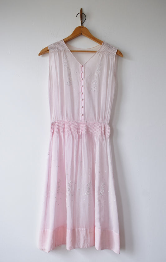 1930s Pink Hungarian Peasant Dress | XXS/XS