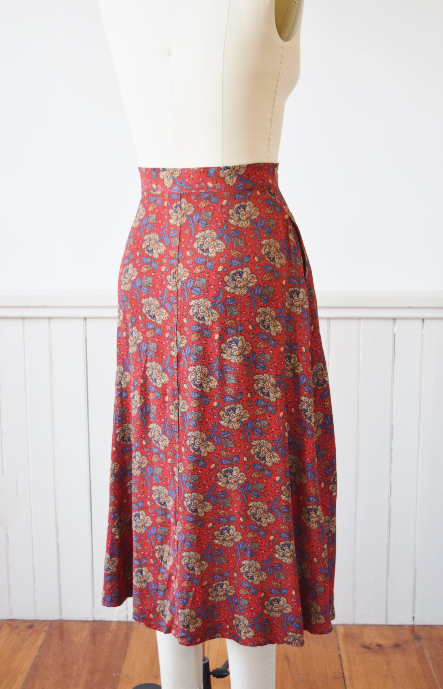 Persian Rose Bias cut Rayon Skirt | XS/S | 26.5 W