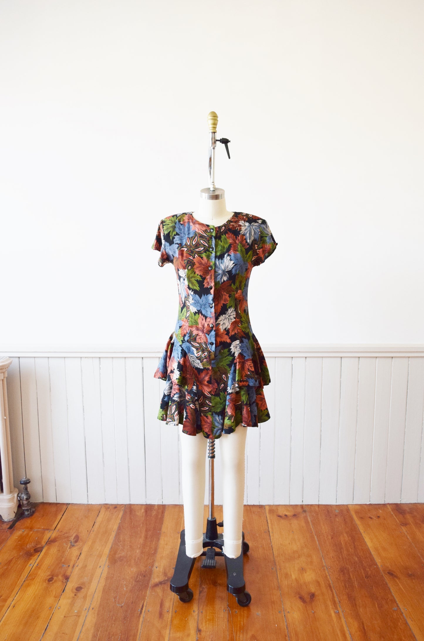Autumn Leaves Print Mini Dress | S