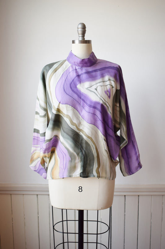 Vintage Painted Silk Geode Top | OS