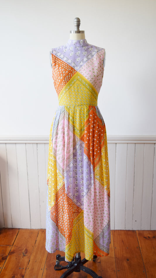 Pastel Bandana Print Gown | 1960s/70s | M