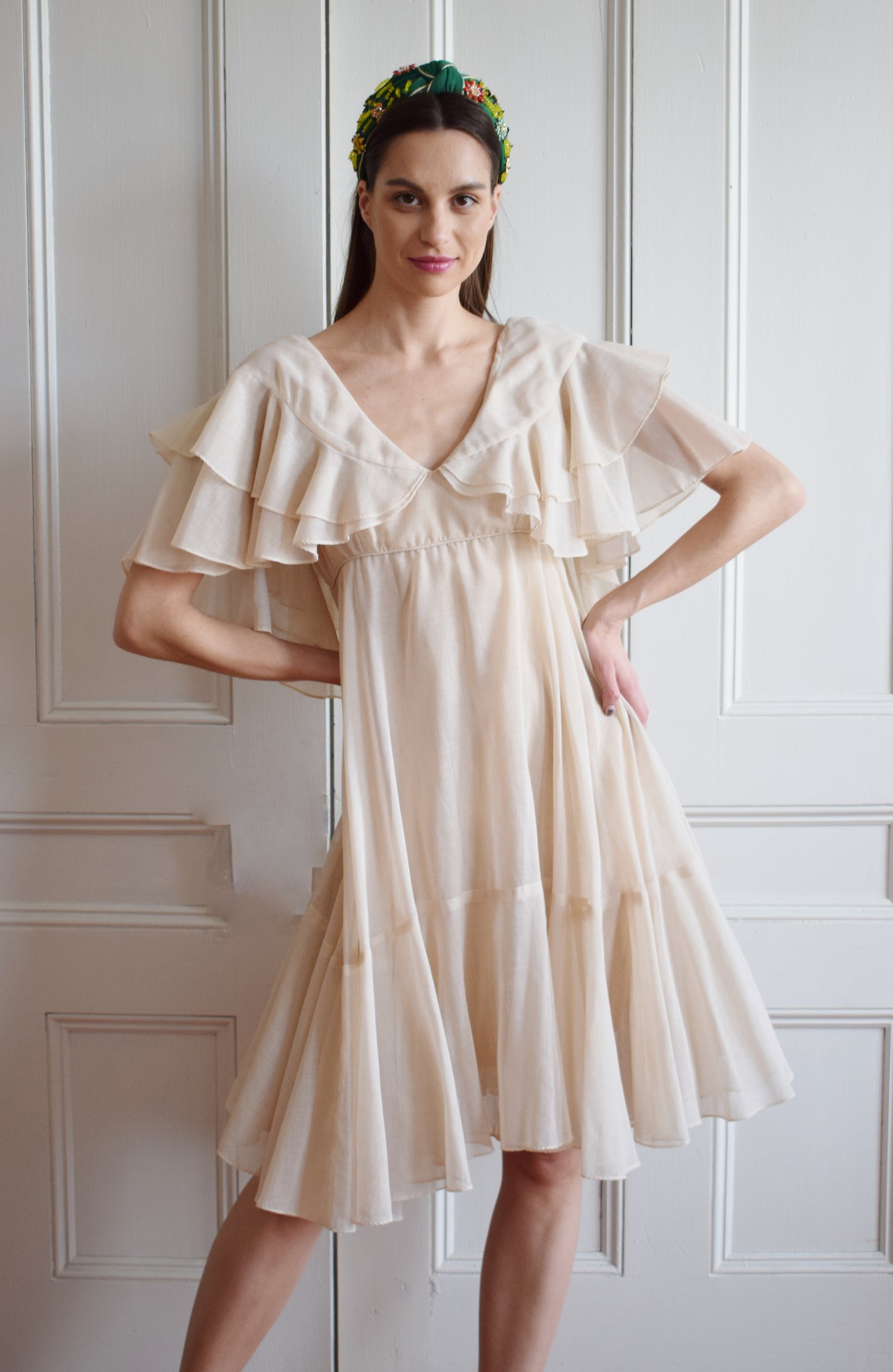 1970s Ruffle Dress by Jay Morley for Fern Violette | S