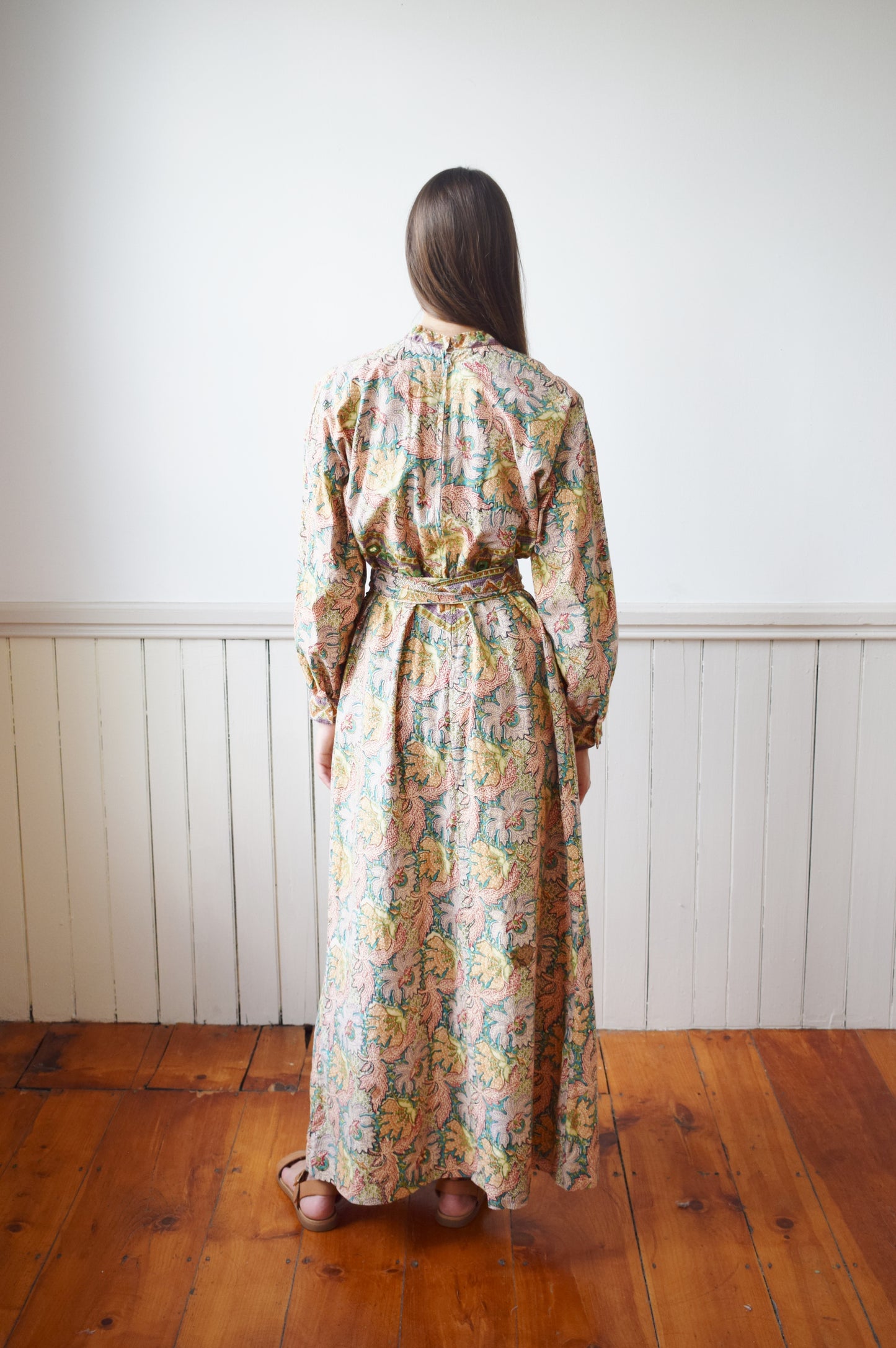 1970s Indian Cotton Maxi Dress | M/L