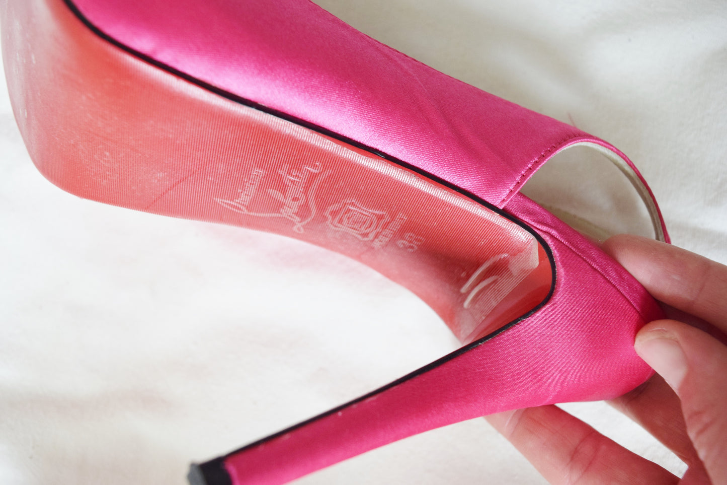 Christian Louboutin Hot Pink Satin 5” Platform Heels | Size 38