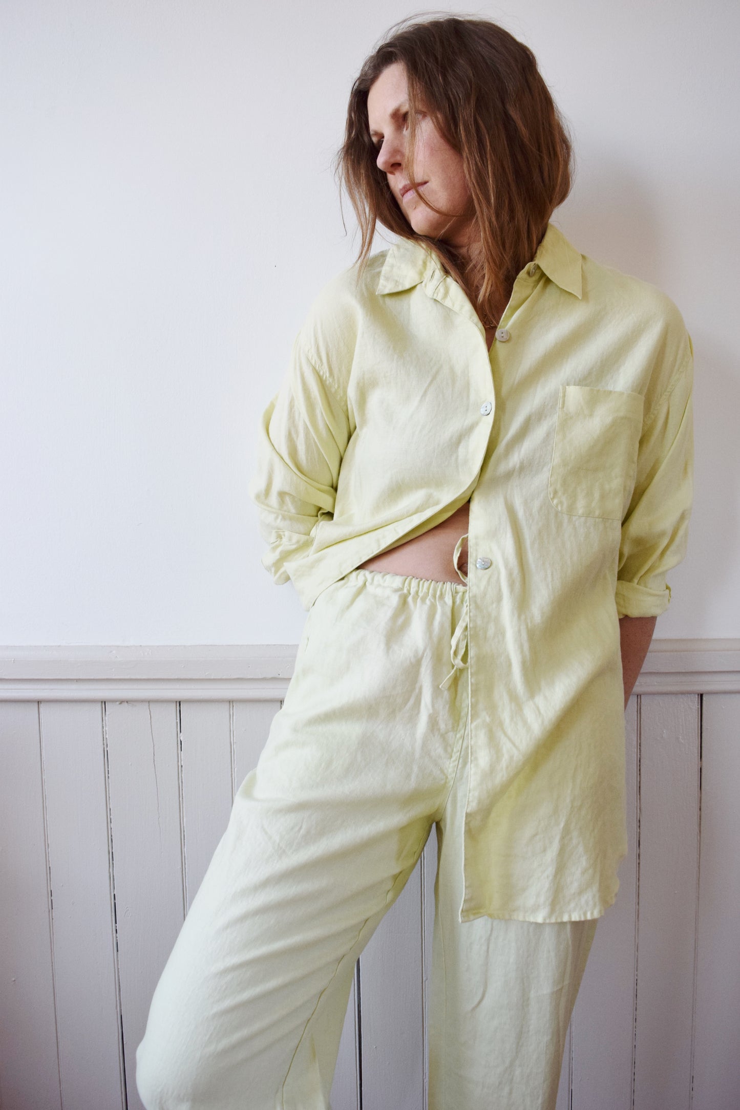 Chartreuse Linen Art Teacher on Spring Break Pant Set | M/L
