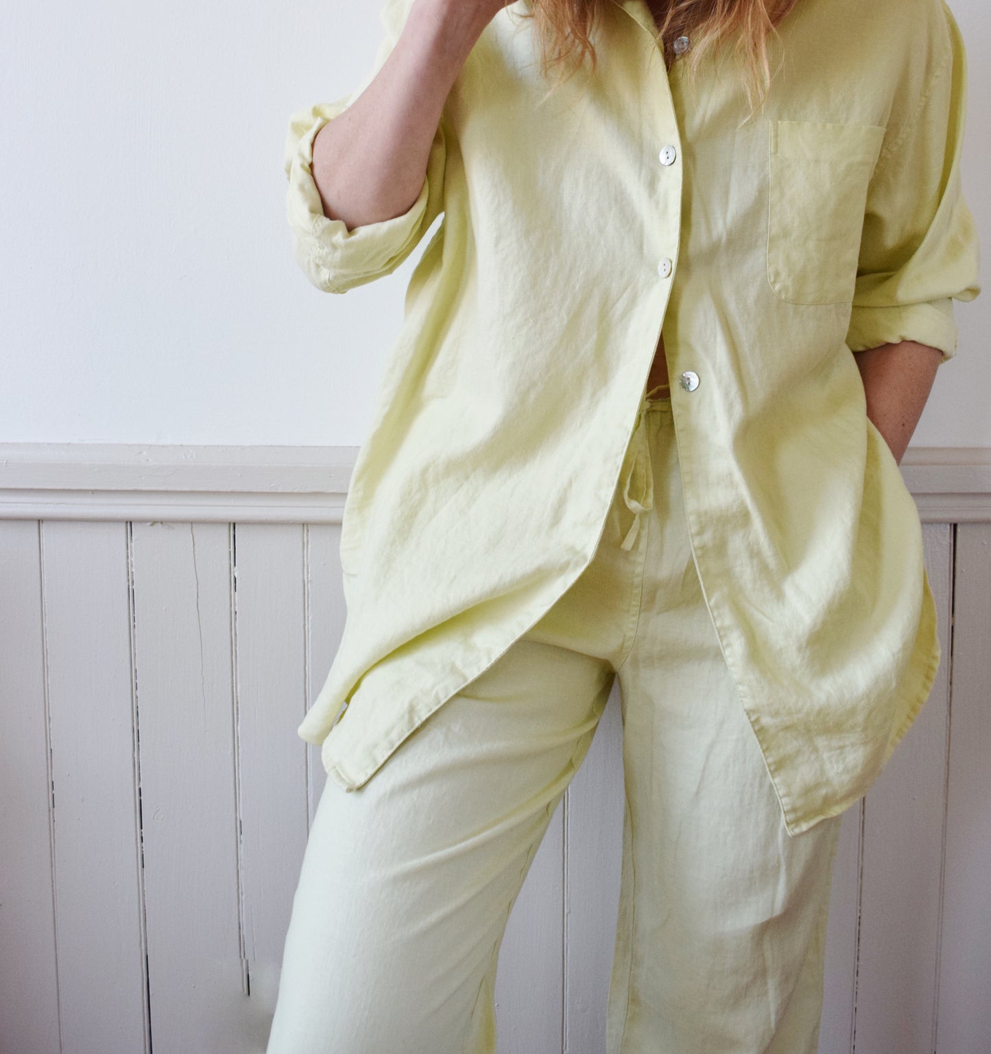 Chartreuse Linen Art Teacher on Spring Break Pant Set | M/L