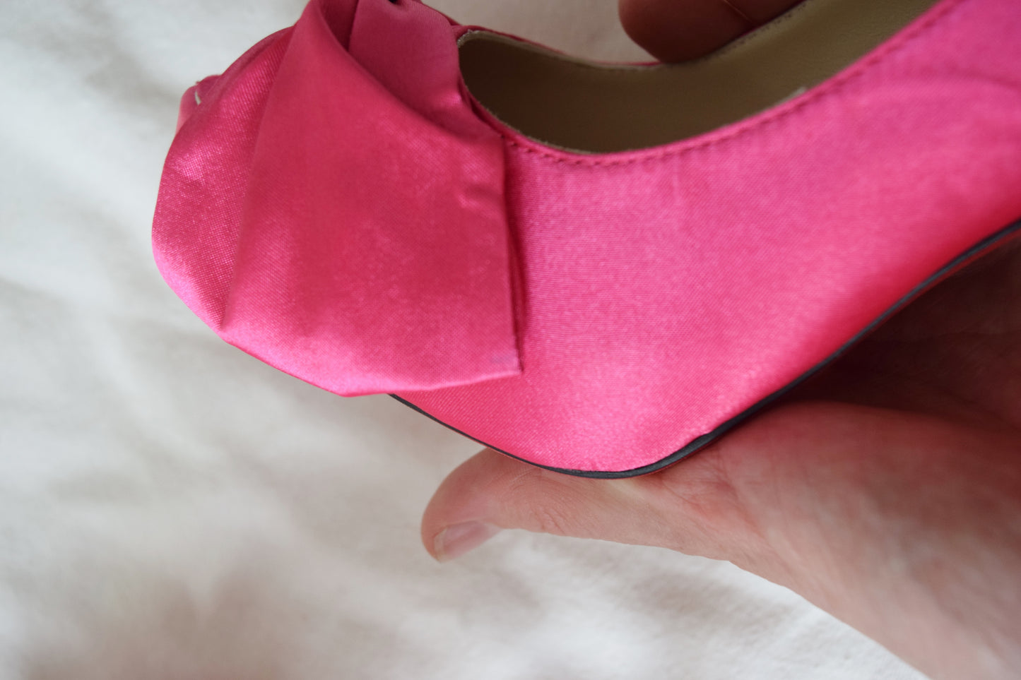 Christian Louboutin Hot Pink Satin 5” Platform Heels | Size 38