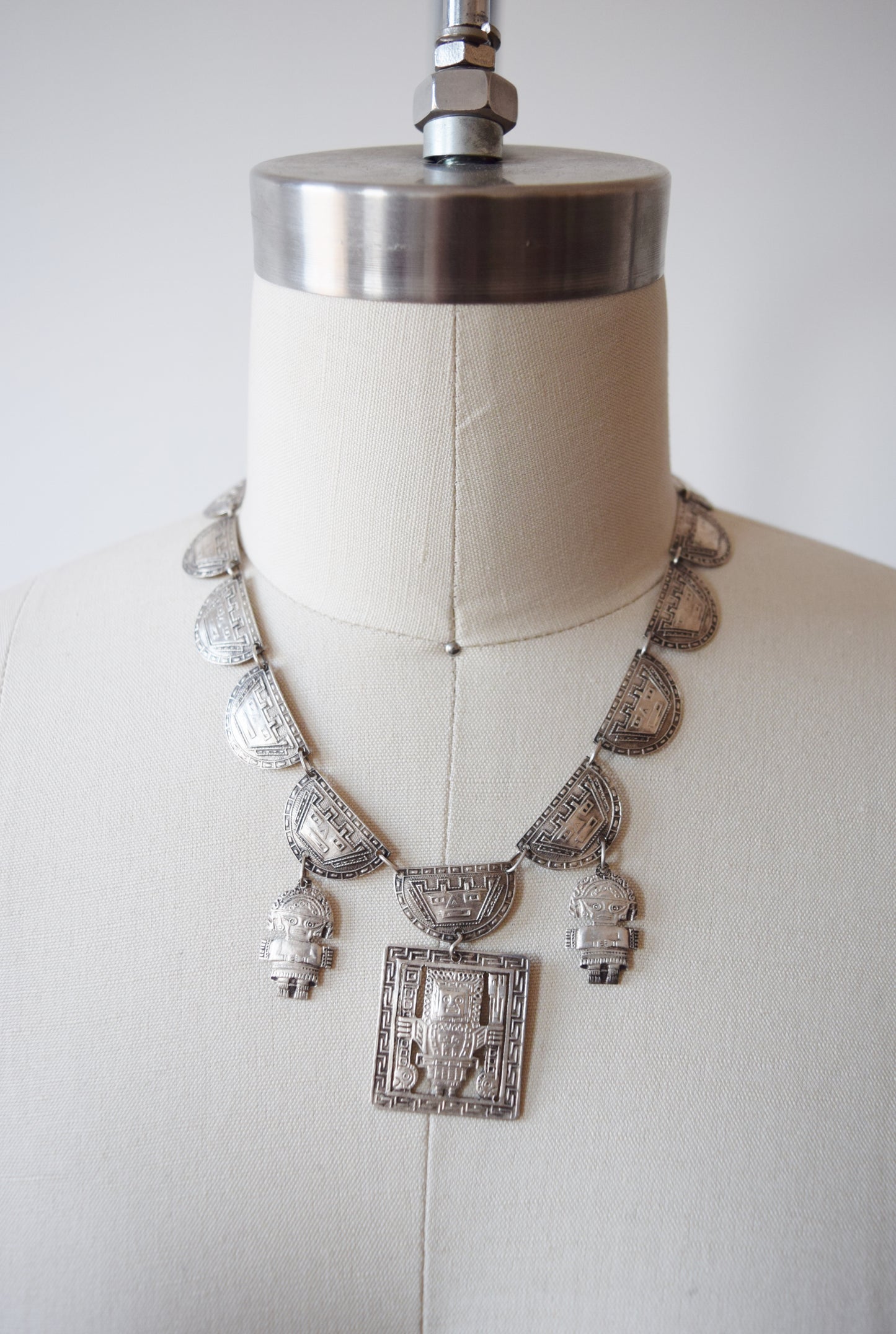 Peruvian Figural Silver Necklace