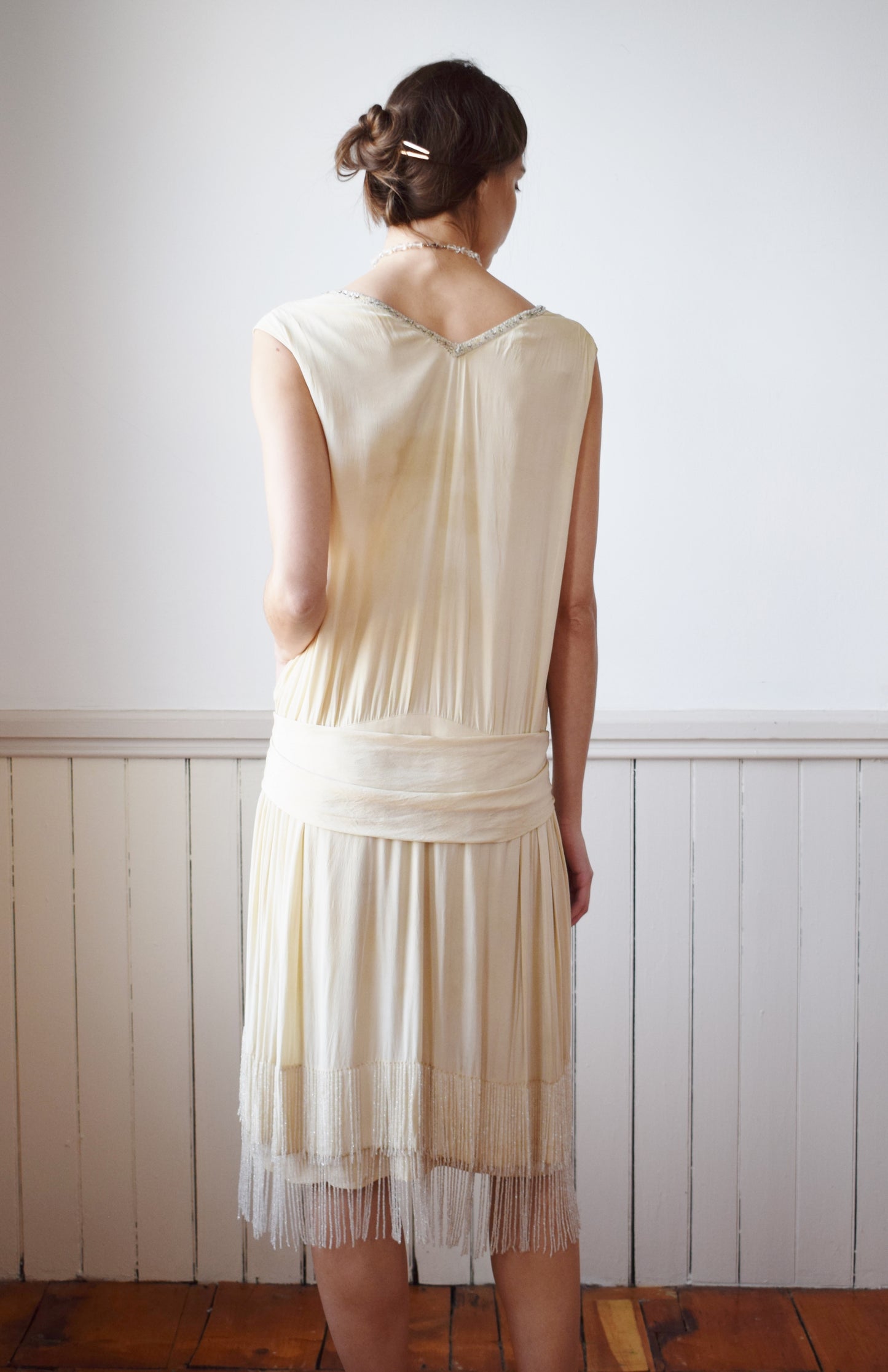 Antique 1920s Silk Satin and Rhinestone Gown | S