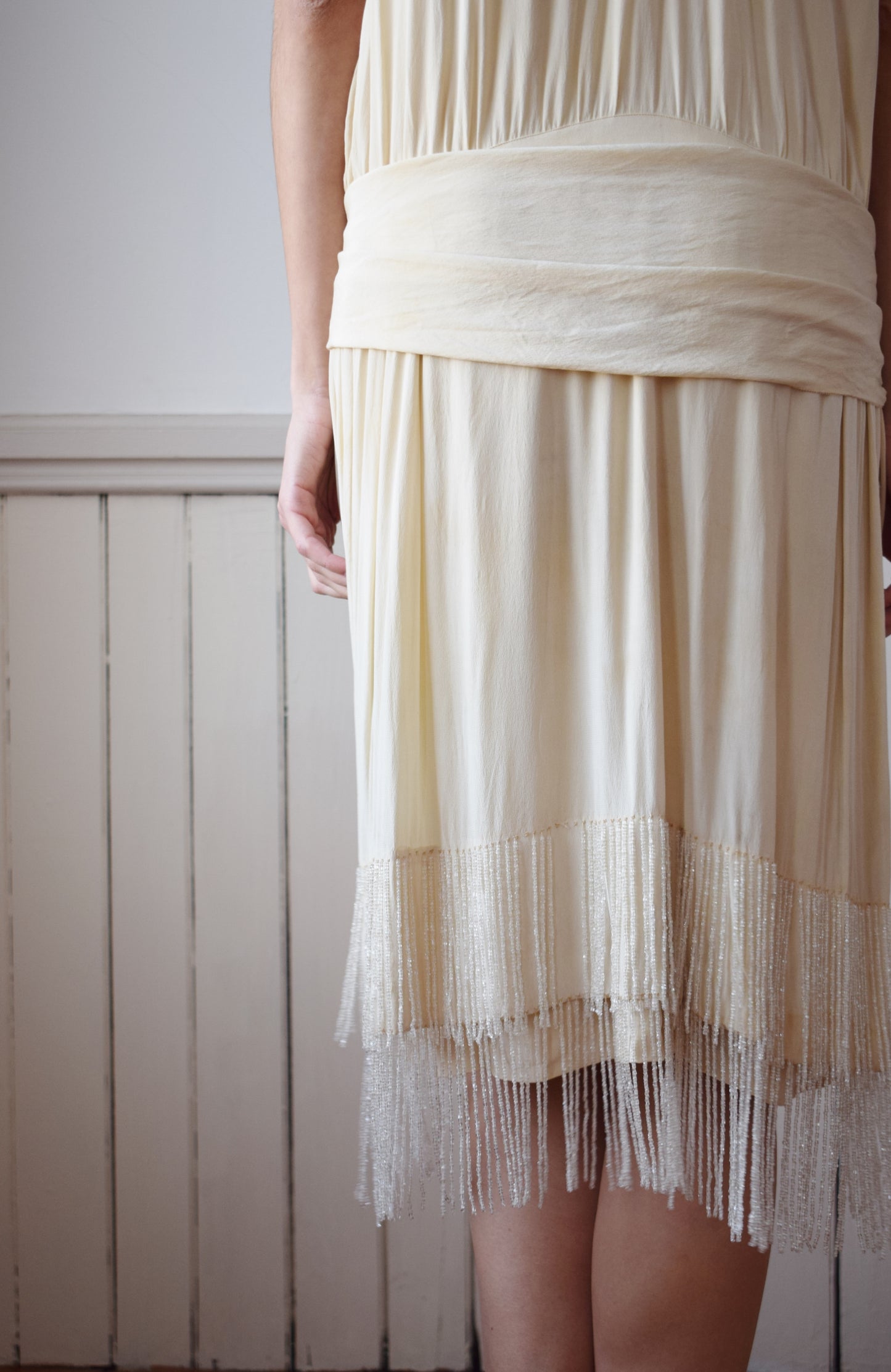 Antique 1920s Silk Satin and Rhinestone Gown | S