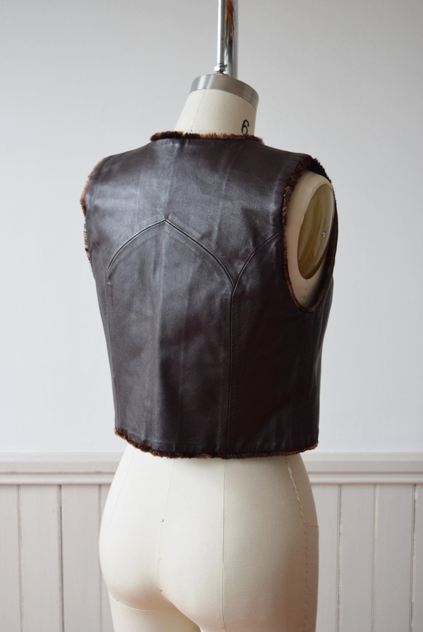 1970s Fur Lined Leather Vest | XS/S