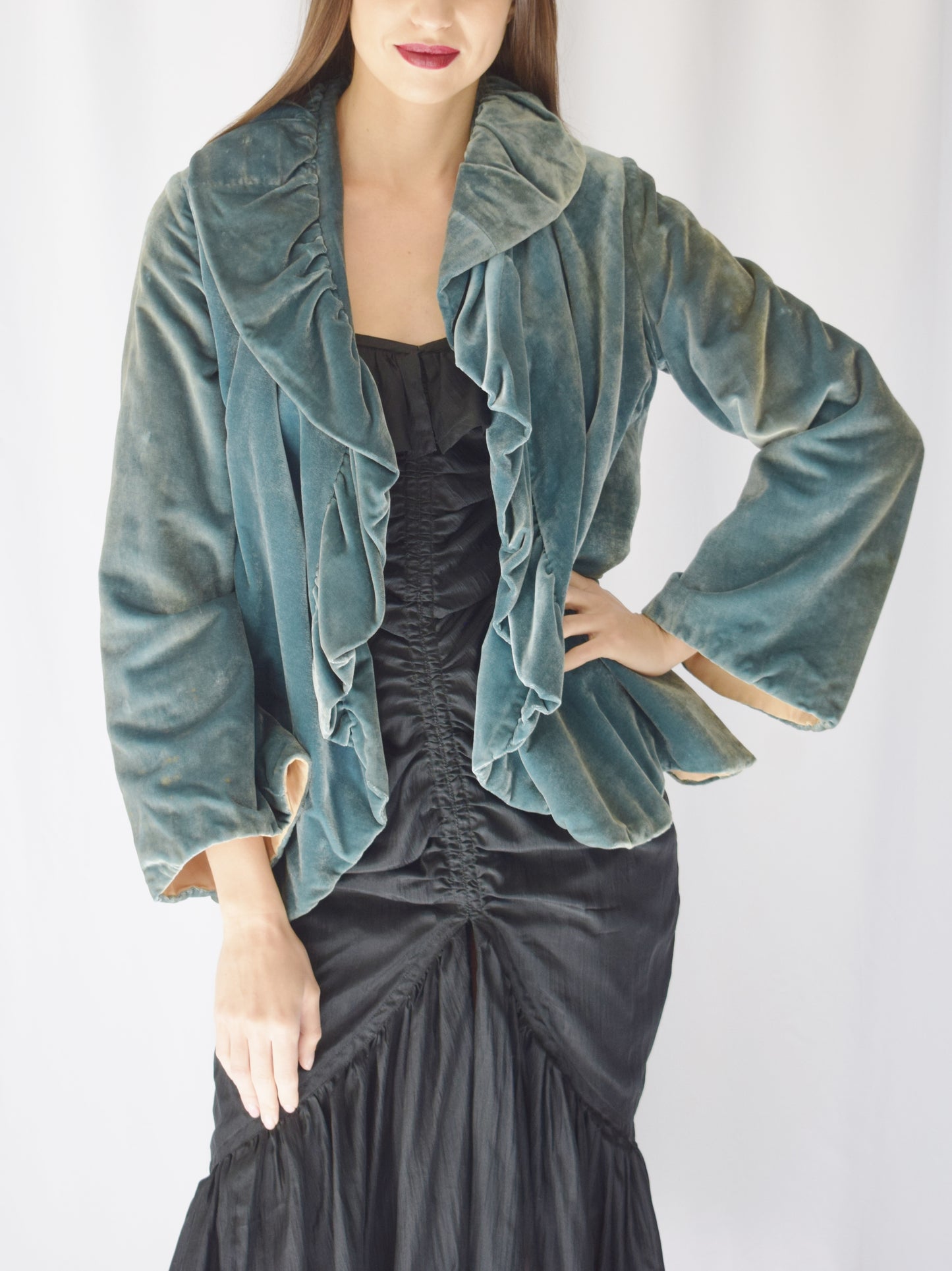 1930s Robin's Egg Blue Velvet Jacket | S