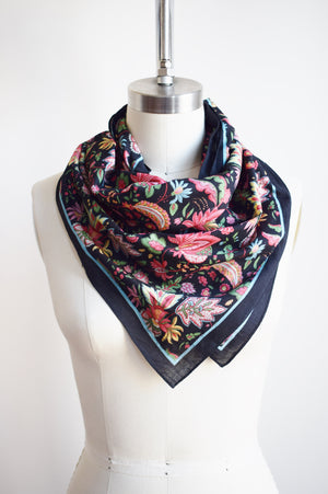 Large Vintage Paisley Floral Cotton Scarf