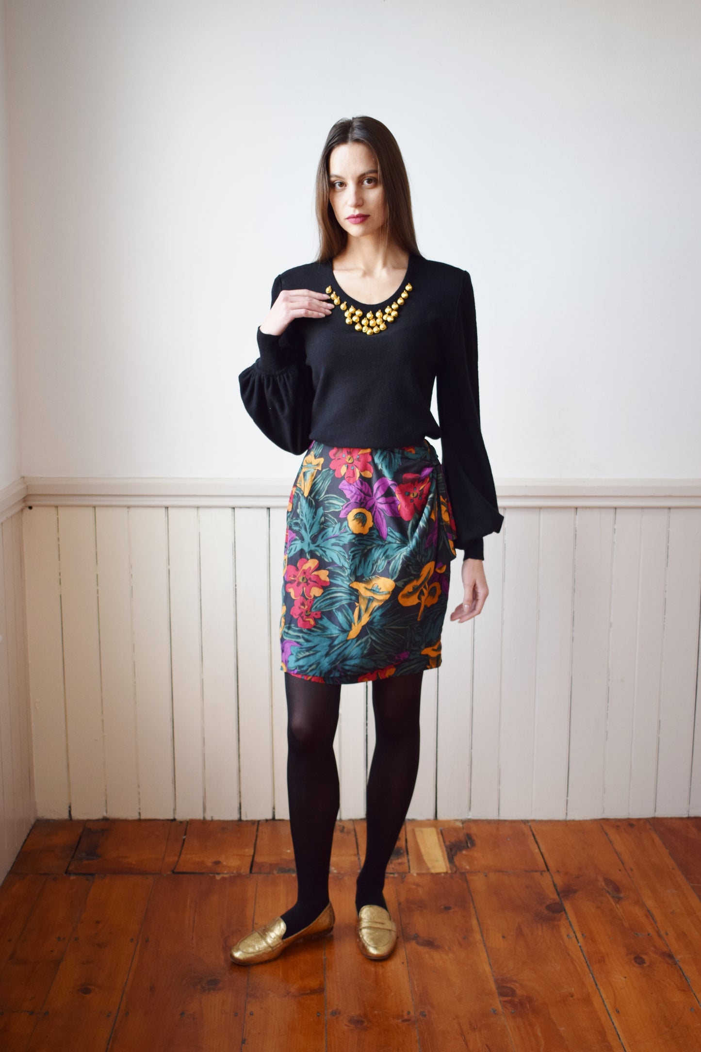 90s Silk Wrap Skirt | S/M