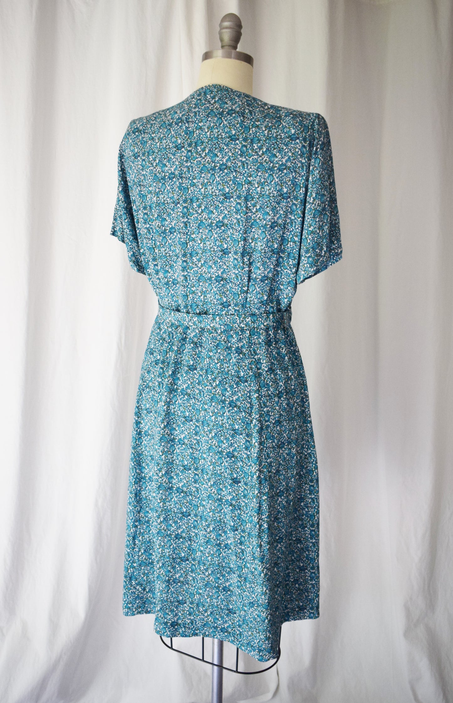 1940s Cold Rayon Day Dress | M/L