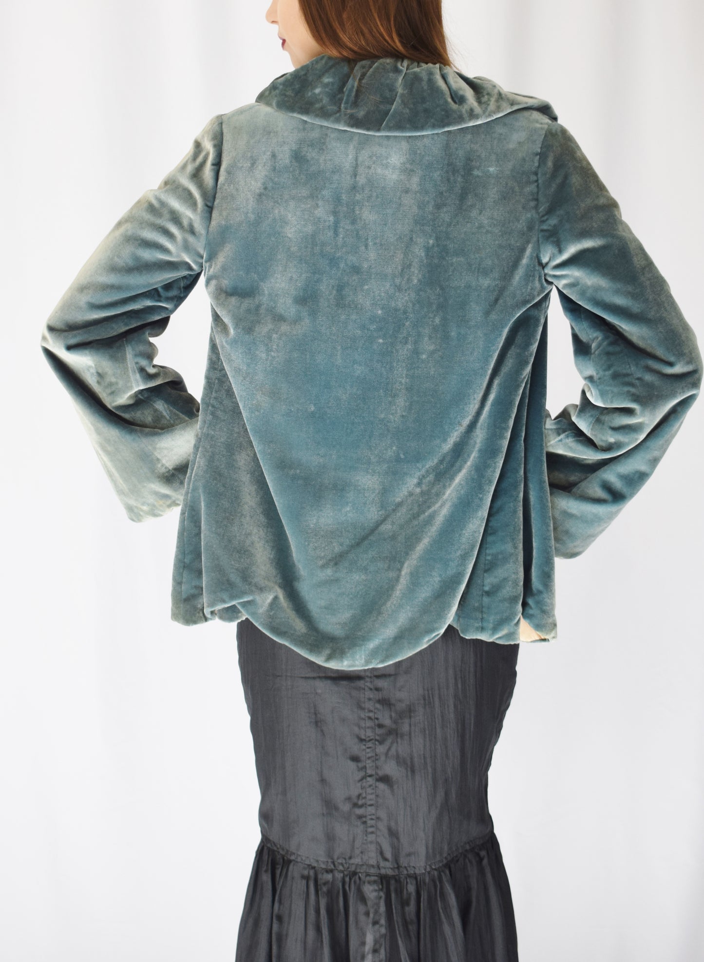 1930s Robin's Egg Blue Velvet Jacket | S