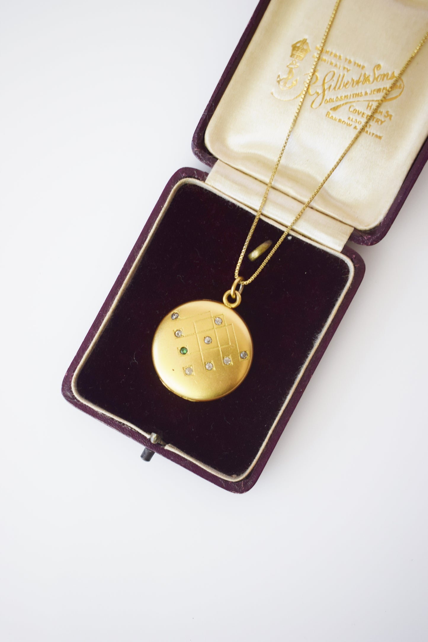 Antique Art Deco Gold-Fill Locket | Circle with Rhinestones