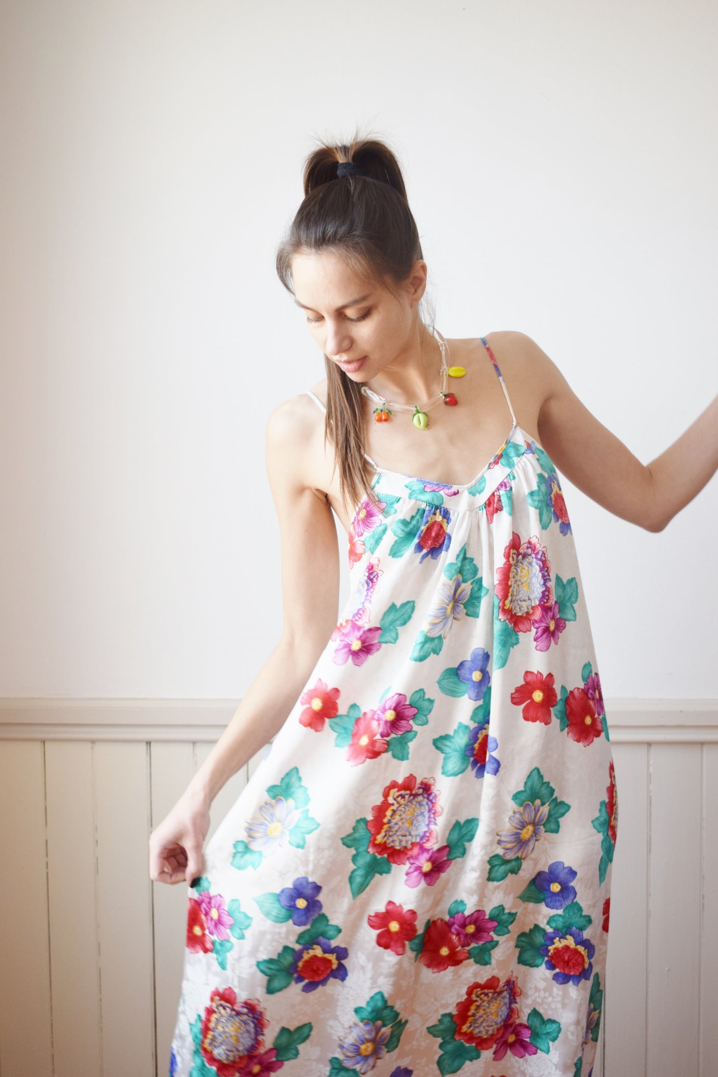 Vintage Mary Mcfadden Floral Slip Dress | S/M