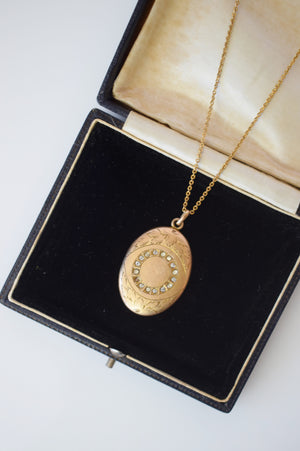 Antique Rhinestone Eye Locket | "MAR" initials