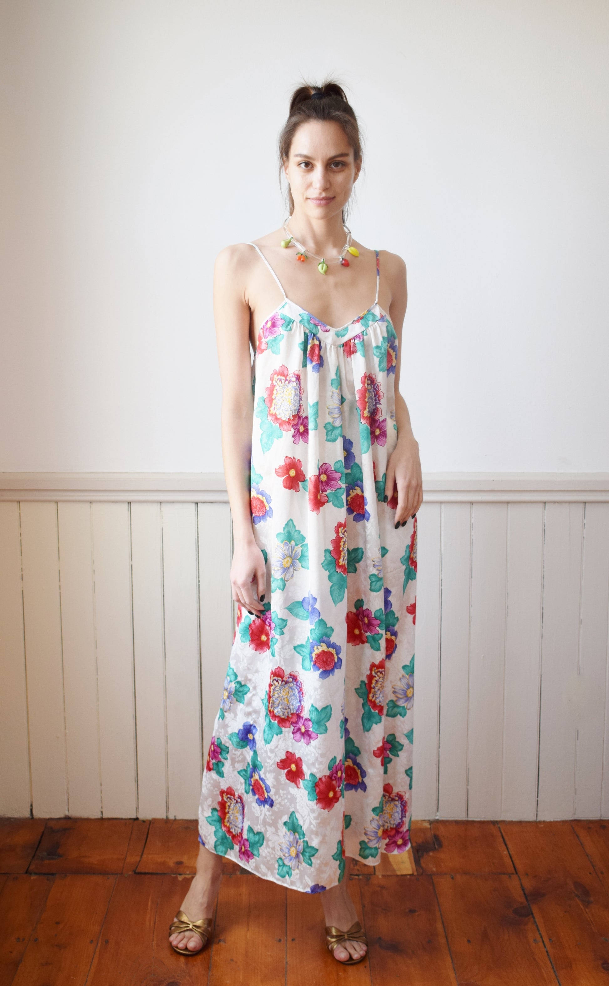 vintage floral slip dress Vintage Mary Mcfadden Floral Slip Dress