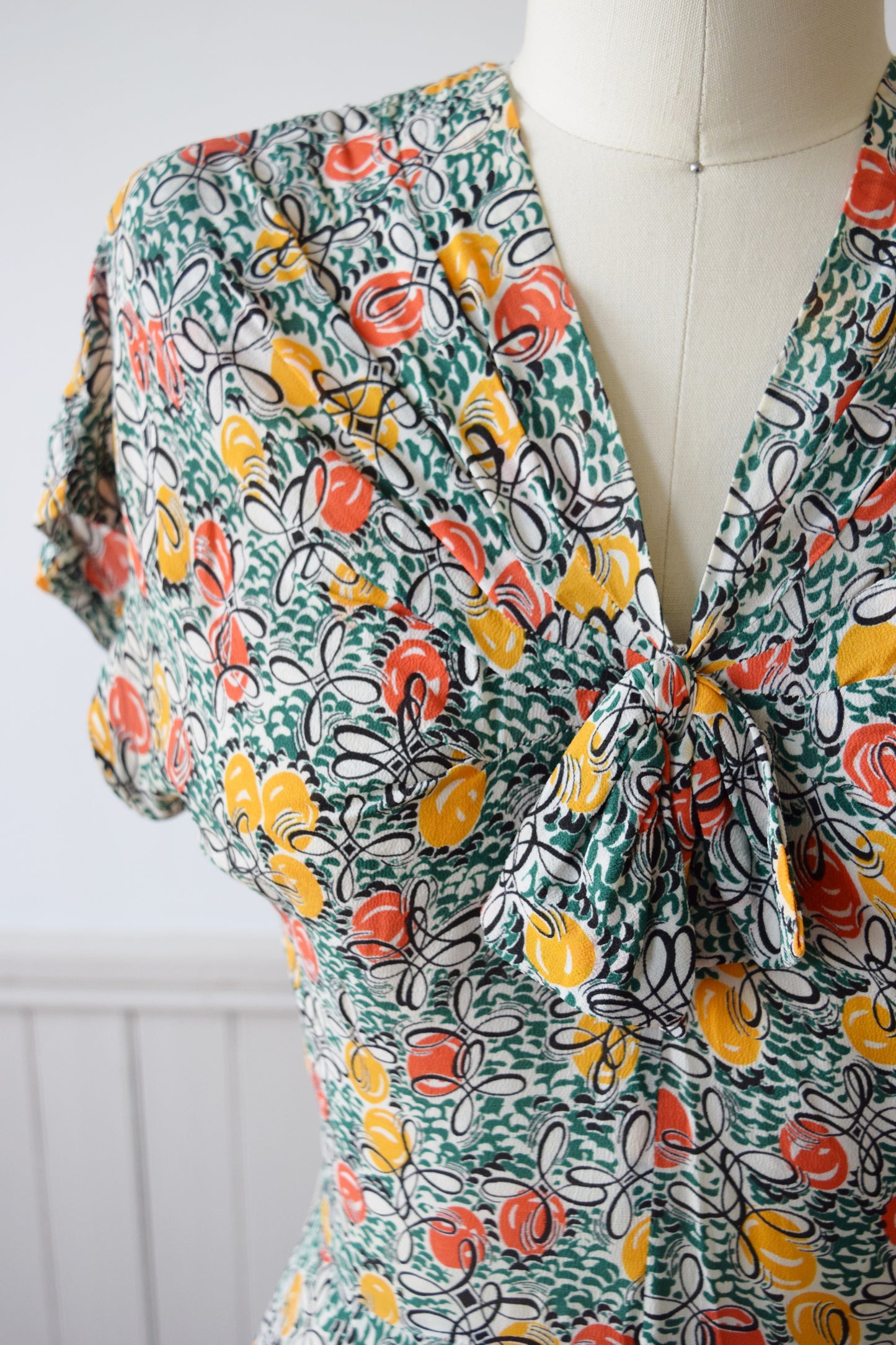 Silk Crepe Citrus Novelty Print Day Dress | XS