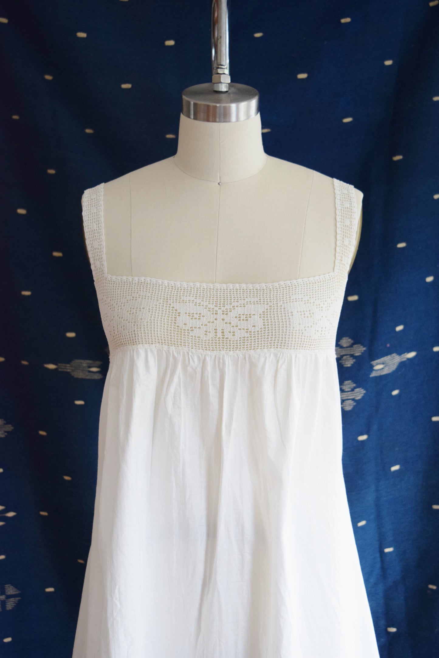 Antique Butterfly Crochet and Cotton Camisole Dress | Undergarment