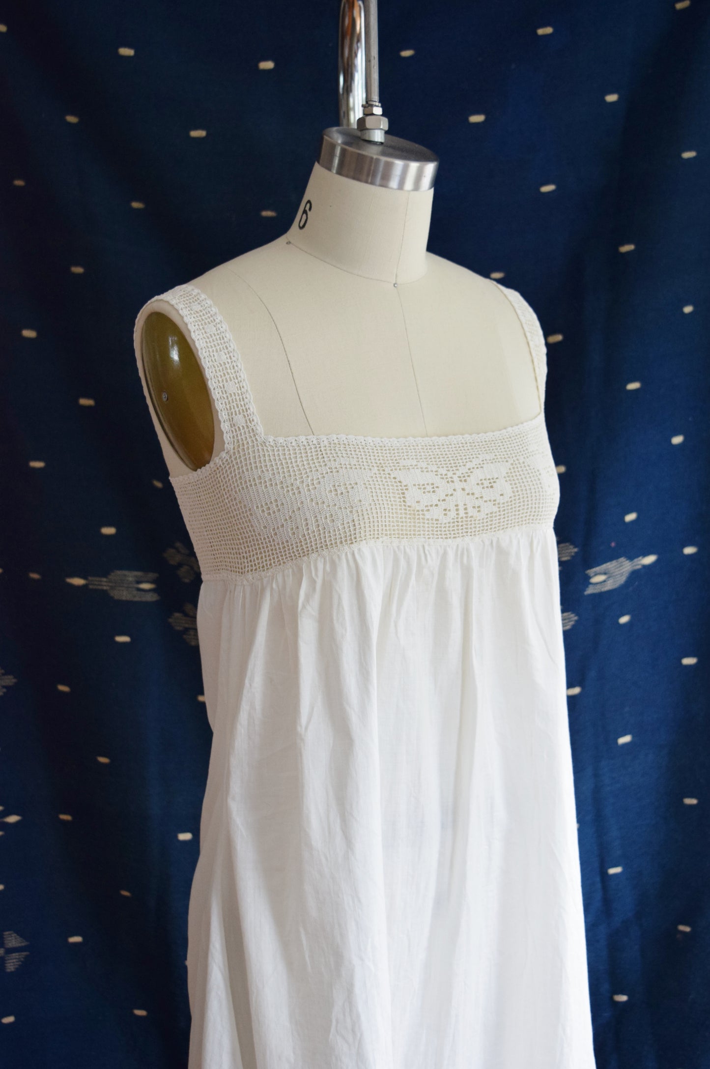 Antique Butterfly Crochet and Cotton Camisole Dress | Undergarment