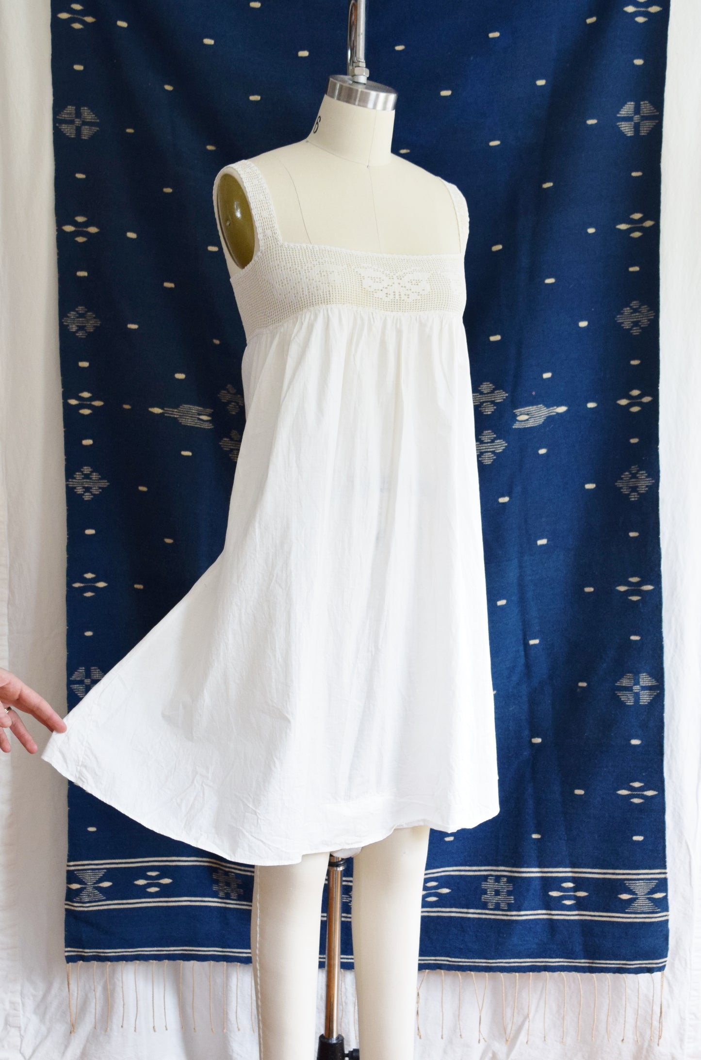 Antique Butterfly Crochet and Cotton Camisole Dress | Undergarment