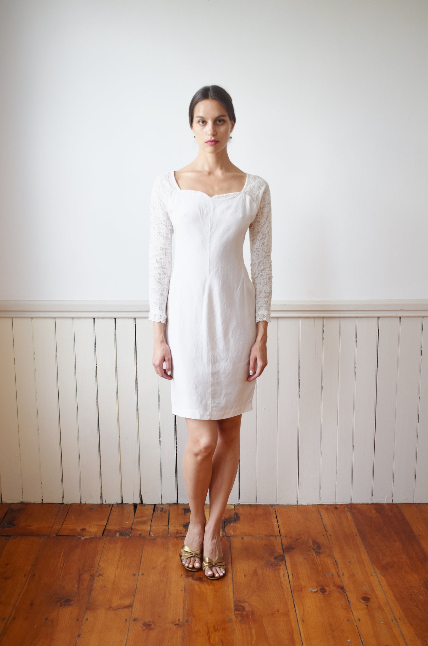 90s Cream Linen/Silk and Lace Mini by Byblos for Bergdorf's