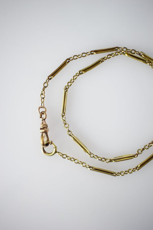 Antique Art Deco Gold-fill Fob Chain Necklace