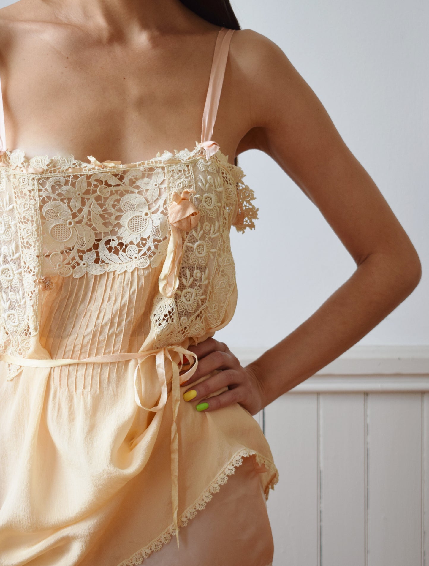 1940s Silk and Lace Camisole | M/L